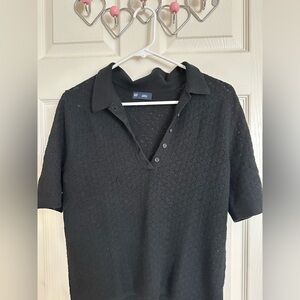 GAP Textured Black Polo Shirt